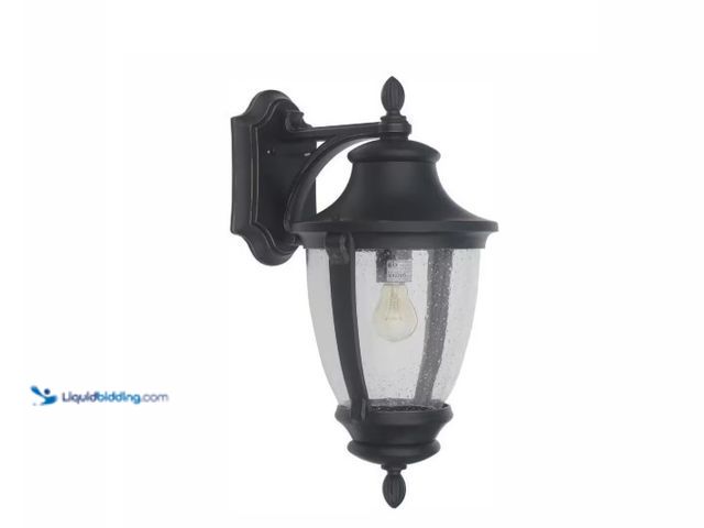 Lot 49-1516698 - Home Decorators Collection Wilkerson 16.25 in. 1-Light Black Hardwired Outdoor Wall Light Lantern Sc...