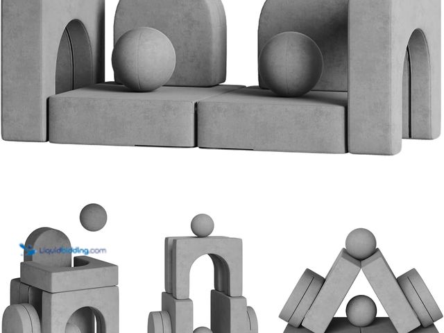 Lot 49-5477925 - Pipleo 8 Pcs Modular Kids Play Couch, Fold Out Toddler Couch Building Fort with Balls for Playroom, ...