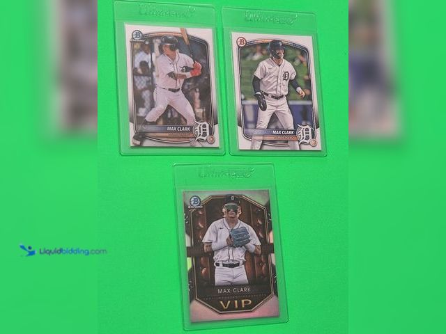 Lot 49-1913852 - 3- DETROIT TIGERS MAX CLARK ROOKIE BASEBALL CARDS. ALL CARDS ARE IN PROTECTIVE CASES. TIGERS YOUNG S...