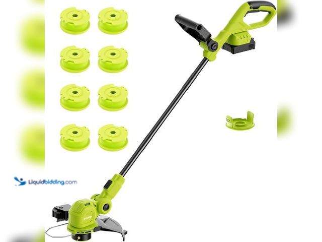 Lot 49-5453733 - 12-inch 20V Cordless String Trimmer with Charger with Auto Line Feed, Lawn Edger with 8 Pcs Grass Cu...
