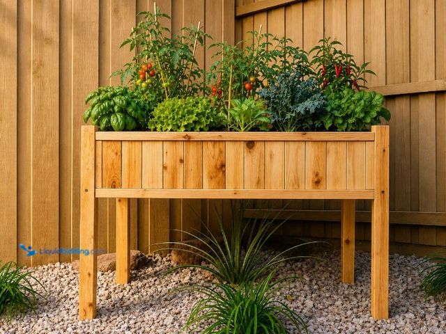 Lot 49-5552758 - Aquashicola 5.5-cu ft Cedar Wood Elevated Garden Bed Raised Planter with thick legs, Crack-Resistant...