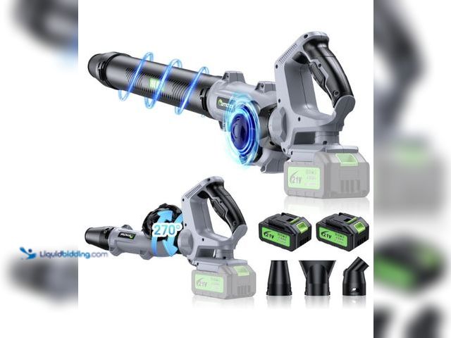 Lot 49-5436125 - Electric Leaf Blower Cordless, 900,000 RPM, 2 x 4.0Ah Batteries & Charger, Handheld Leaf Blowers for...