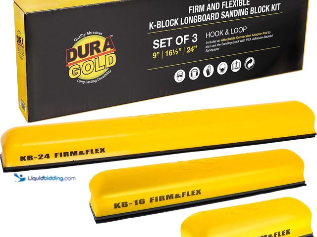 Lot 49-5549734 - Dura-Gold Pro Series K-Block Sander Firm & Flex Hand Sanding Block Kit, 9", 16" and 24" with Hook & ...