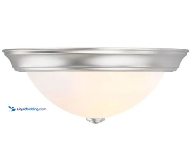 Lot 49-5543250 - QTY 2 - Seasons 13-Inch Dome 2-Light 60w Incandescent Flush Mount Light, Brushed Nickel. MFG PART 12...