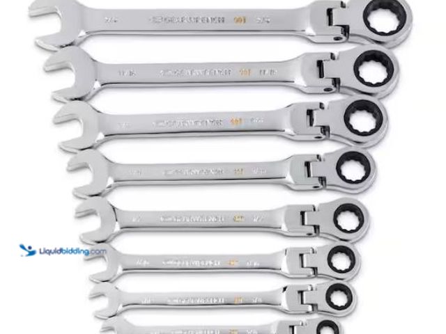 Lot 49-1514868 - GEARWRENCH 90-Tooth SAE Ratcheting Flex-Head Combination Wrench Set with Tray (8-Piece) Model # 8679...