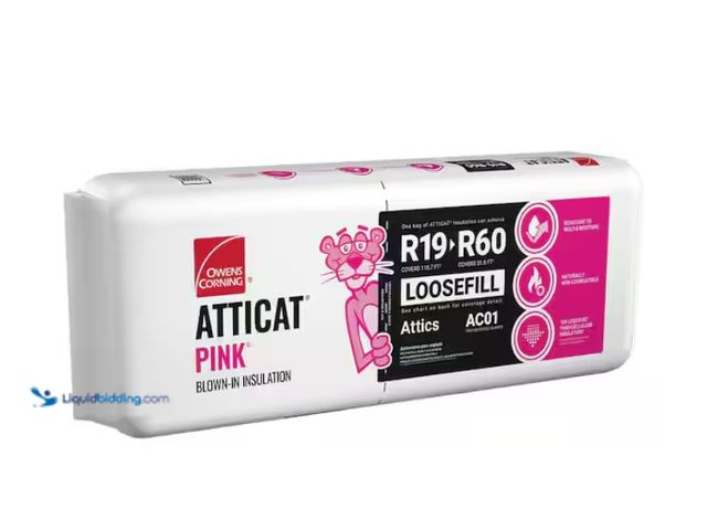 Lot 49-1622567 - Lot of (7) Bags Owens Corning R19-R60 AttiCat PINK Fiberglass Blown-In Insulation, 27.5-Lb Per Bag, ...