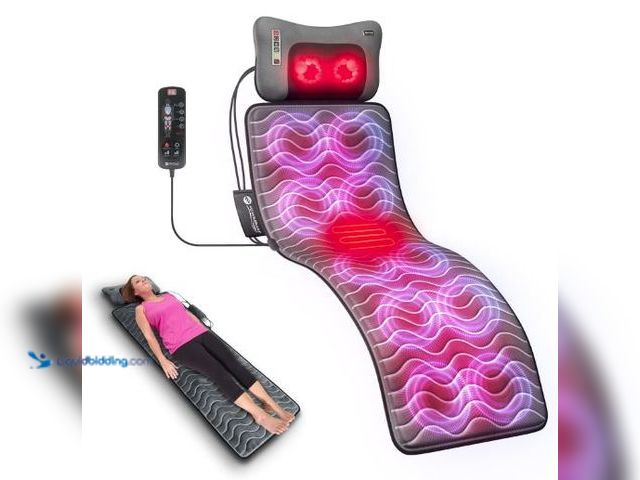 Lot 49-5436460 - Powermat by Powerfit – Full Body Massage Mat with Detachable Massage Pillow, 9 Intensity Levels, 9 M...