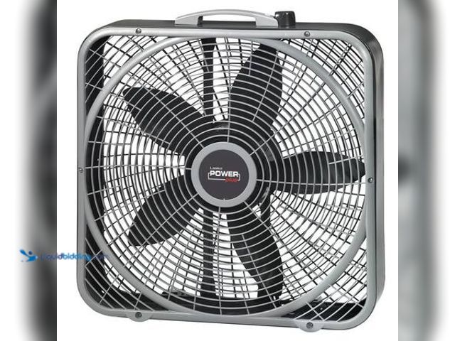 Lot 49-5553434 - Lasko Power Plus 20 in. 3 Speed Box Fan for Home in Gray with Weather Shield Design for Window Use, ...