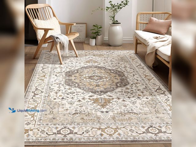 Lot 49-3538887 - Area Rug for Living Room - 5x7 Soft Washable Oriental Vintage Floral Distressed Large Carpet - Fade ...