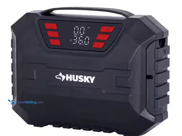 Lot 49-2005581 - Husky 12-Volt DC Compact Quick Flow Air Compressor Air Pump Inflator with Digital Pressure Gauge, LE...