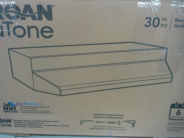 Lot 49-1629158 - Broan-NuTone RL6200 Series 30 in. Ductless Under Cabinet Range Hood with Light in White, Model # RL6...