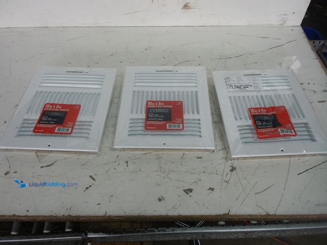 Lot 49-3631571 - (3-Pack) Everbilt 10 in. x 8 in. 3-Way Steel Wall/Ceiling Register in White, Model # E103M10X08, New...