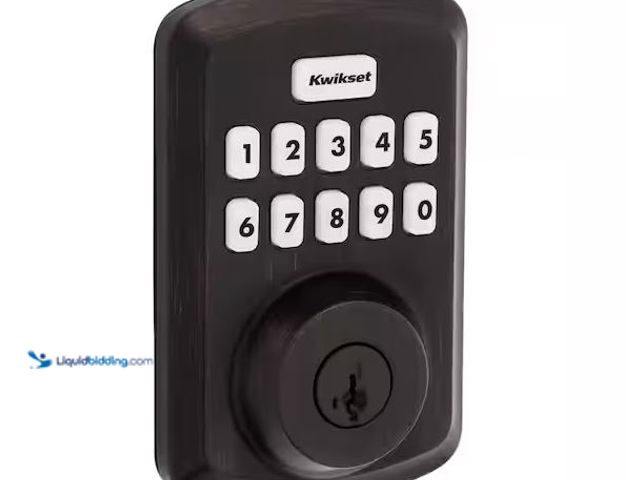 Lot 49-1568733 - Kwikset Powerbolt 250 10-Button Keypad Venetian Bronze Transitional Electronic Deadbolt Door Lock Mo...