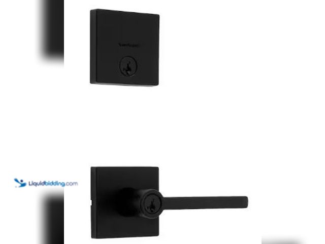 Lot 49-1517840 - Kwikset
Halifax Matte Black Entry Door Handle with Single Cylinder Deadbolt Combo Pack featuring Sm...
