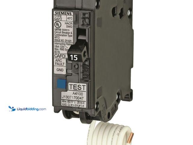 Lot 49-5574059 - Siemens QA115AFCP 15-Amp Single Pole 120-volt Plug On Combination AFCI Breaker. B00J59DYDM. Unused