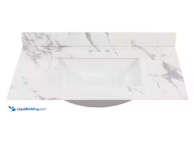 Lot 49-1569276 - Home Decorators Collection 37 in. W x 22 in. D Engineered Stone Composite White Rectangular Undermou...