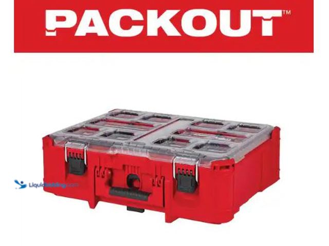 Lot 49-1630968 - Milwaukee PACKOUT 20 in. Deep Small Parts Organizer with 6 Compartments and Quick Adjust Dividers Mo...