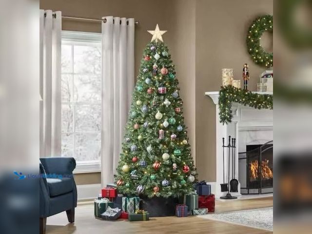 Lot 49-2005467 - Home Accents Holiday 6.5 ft. Pre-Lit Festive Pine Artificial Christmas Tree with LED Lights, Model #...