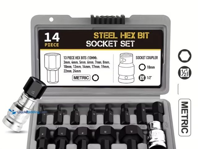 Lot 49-1792885 - New 14pcs Hex Socket Bit Set 3-24mm Hex Wrench Head Tool for Ratchet 1/2 Inch Drive brand new