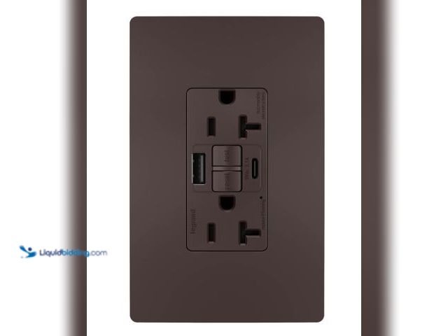 Lot 49-5574029 - radiant® GFCI USB Outlet with SafeLock® Protection, Type A/C, 20A, Tamper-Resistant, Dark Bronze. 20...