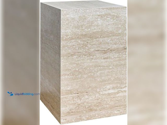 Lot 49-1631779 - Modern Sintered Stone End Table for Living Room & Entryway, Sofa Table with Square Pedestal Base for...