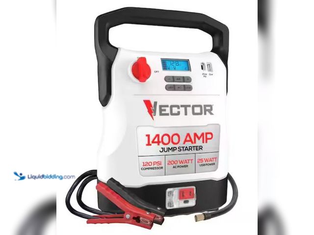 Lot 49-2005875 - VECTOR 1400 Amp Jump Starter, Compressor, USB and AC Power, Model # VECJ14C, Slightly used, Powers o...
