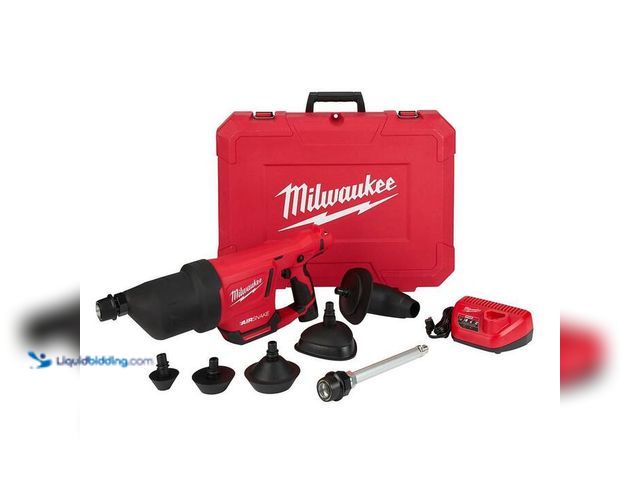 Lot 49-2021947 - Milwaukee M12 12-Volt Lithium-Ion Cordless Drain Cleaning Air snake Air Gun Kit with (1) 2.0Ah Batte...