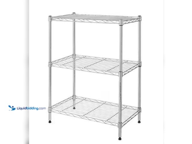 Lot 49-2025008 - HDX 3-Tier Steel Wire Shelving Unit in Chrome (24 in. W x 30 in. H x 14 in. D), Model # 31424PS-1, M...