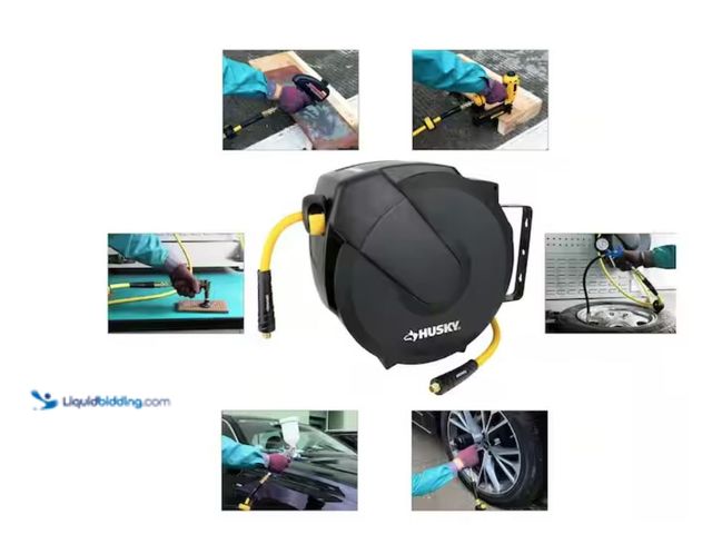 Lot 49-2026139 - Husky 3/8 in. x 50 ft. Enclosed Hybrid Air Hose Reel, Model # AHR1003. MSRP: $79.98.  Slightly used,...