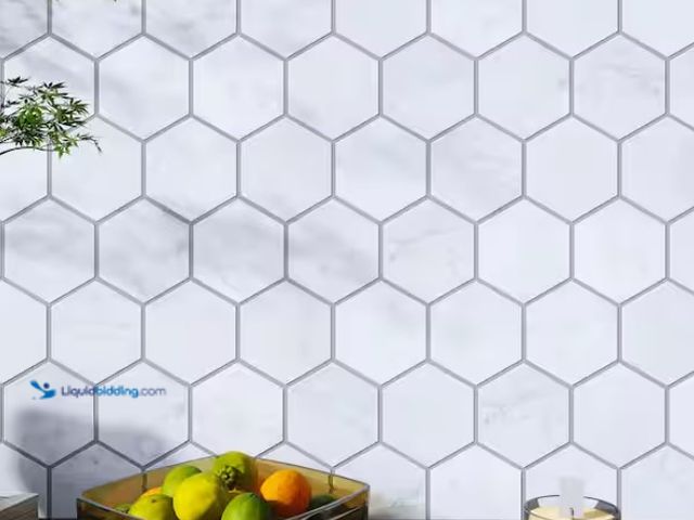 Lot 49-1550421 - (8.3 sq. ft./1 Case) MOLOVO Carrara White 10.24 in. x 11.66 in. Hexagon Polished Marble Mosaic Tile,...