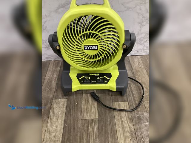 Lot 49-5407589 - RYOBI ONE+ 18V Cordless 7-1/2 in. Bucket Top Misting Fan (Tool Only). Model # PCL851B. Used