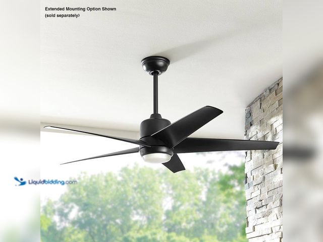 Lot 49-3564067 - Mena 54 in. White Color Changing Integrated LED Indoor/Outdoor Matte Black Ceiling Fan with Light Ki...