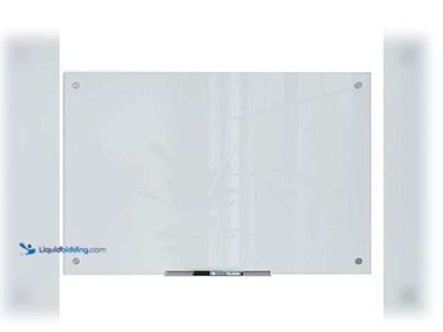 Lot 49-1556614 - U Brands Glass Dry Erase Board, 35 x 22.8 inch, Non-Magnetic Surface, Frosted White, Frameless Model...