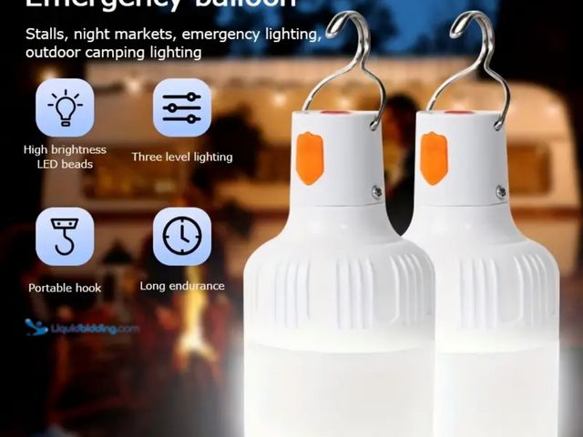 Lot 49-1816683 - New 2 Camping Lights, Portable Rechargeable