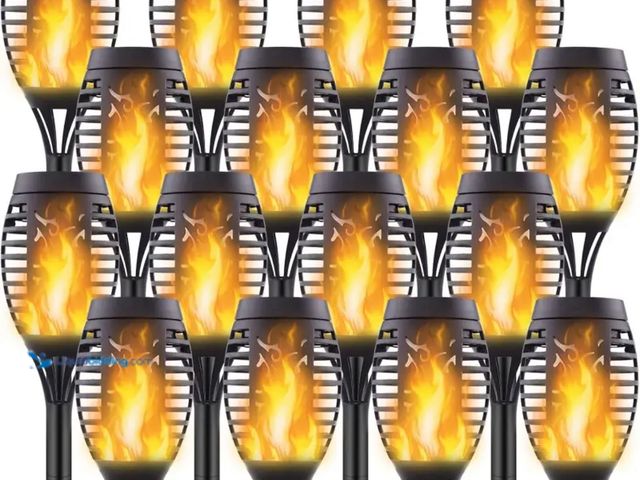Lot 49-1800261 - New 16 Solar Torch Lights. Dancing flame design.
