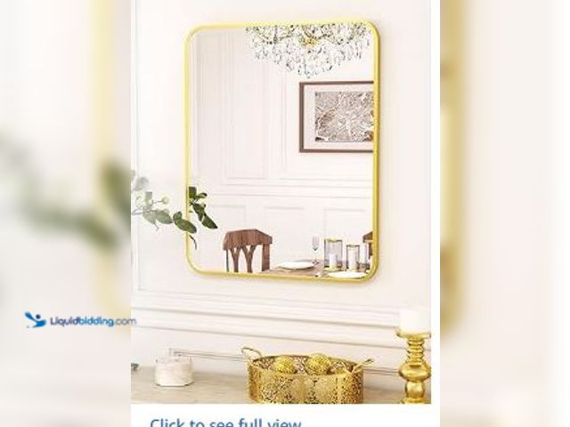 Lot 49-1517382 - Antok Rounded Bathroom Mirror, 24" x 16" Rectangular Wall Mirror, Aluminum Alloy Frame Contemporary ...
