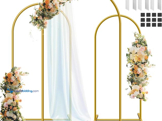 Lot 49-5437705 - Metal Arch Backdrop Stand Set of 3, 6 ft/ 5 ft/ 4 ft Party Arch Stands for Wedding, Birthday, Baby S...