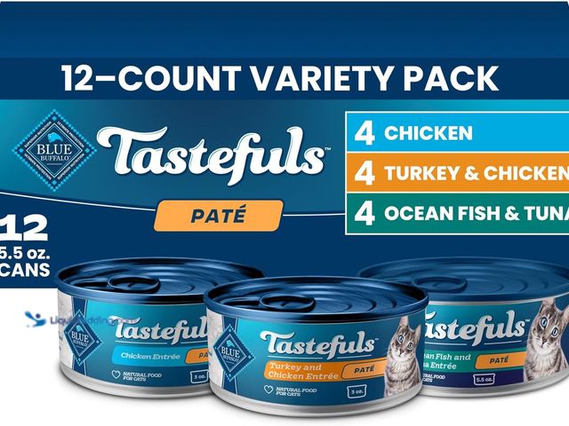 Lot 49-5544042 - Blue Buffalo Tastefuls Wet Cat Food Paté Variety Pack (Chicken, Turkey & Chicken, Ocean Fish & Tuna)...