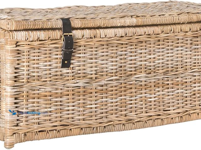Lot 49-3531082 - happimess HPM9000C Caden 46" Wicker Storage Trunk, Collapsible for flat storage, Rattan-Kubusoft Gra...