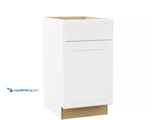 Lot 49-1566747 - Hampton Bay Shaker 18 in. W x 24 in. D x 34.5 in. H Assembled Double Trash Can Base Cabinet in Satin...