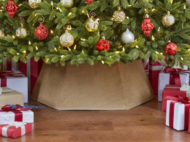 Lot 49-1547293 - (2) Home Accents Holiday 26 in. Tan Burlap Tree Collar, Model # 24IS60461, Unused, (2 Burlap tree co...