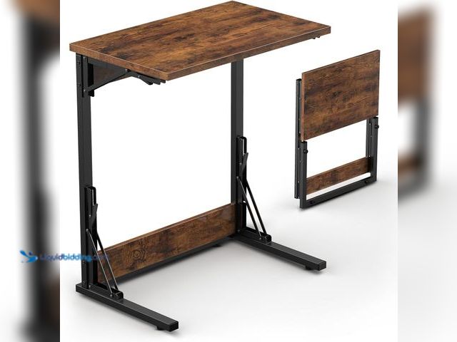 Lot 49-5408626 - Tatub 24" Folding C Shaped End Table, Small Sofa Side Laptop Desk, Couch TV Tray Table for Living Ro...