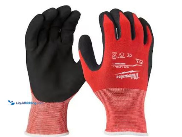 Lot 49-1625445 - Lot of (5) Milwaukee X-Large Red Nitrile Level 1 Cut Resistant Dipped Work Gloves, Model # 48-22-890...