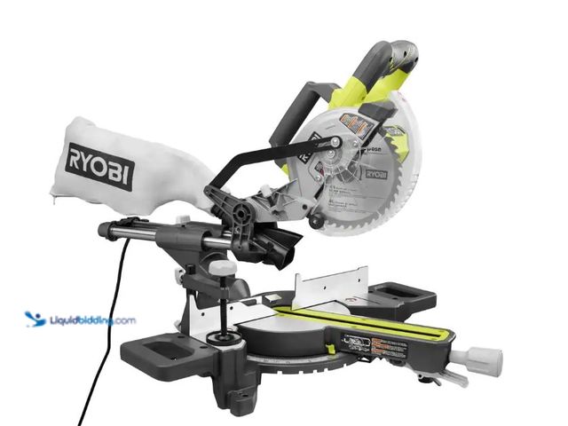 Lot 49-1519783 - RYOBI 10 Amp Corded 7-1/4 in. Compound Sliding Miter Saw, Model # TSS702, Unused, Unable to test.  R...