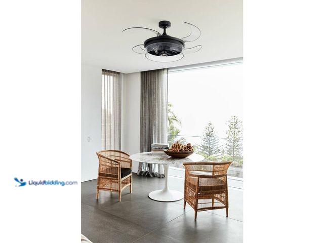 Lot 49-5512103 - Fanaway Brisbane 48 in. Indoor Matt Black Retractable Ceiling Fan with Light and Remote Included. Mo...