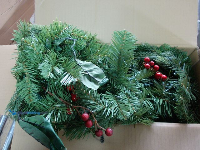 Lot 49-1547260 - 9ft Winslow FIR Battery Operated Garland, Green, Model# 192072542424, Unused, Unable to test.  Ref#H...