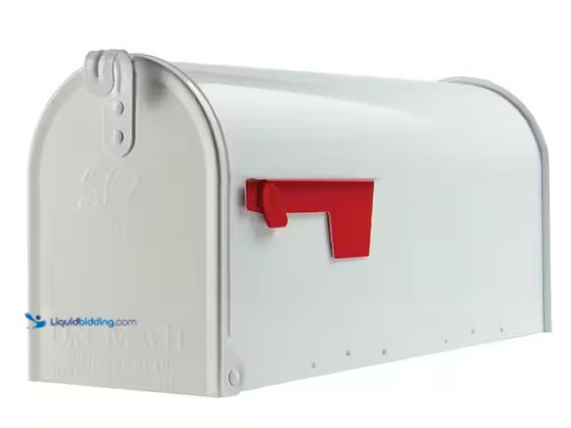 Lot 49-1550503 - Architectural Mailboxes Elite White, Medium, Steel, Post Mount Mailbox, Model # E1100WAM, Unused.  R...