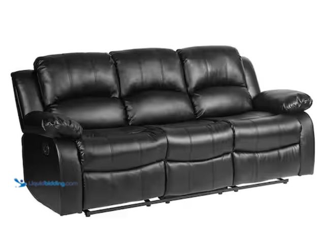 Lot 49-2005944 - Lazzara Bianca 83 in. W Straight Arm Faux Leather Rectangle Double Manual Reclining Sofa in Black, M...