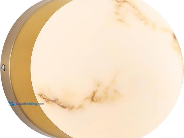 Lot 49-5409759 - Modern Gold Globe Wall Sconce with Imitation Marble Shades Unique Textures Marble Bathroom Vanity Li...