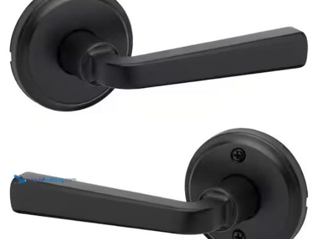 Lot 49-1573071 - Lot of (6) Kwikset Trafford Matte Black Reversible Round Straight Hall/Closet Door Handle, Model # 7...